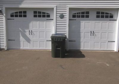 Carriage style garage doors in white